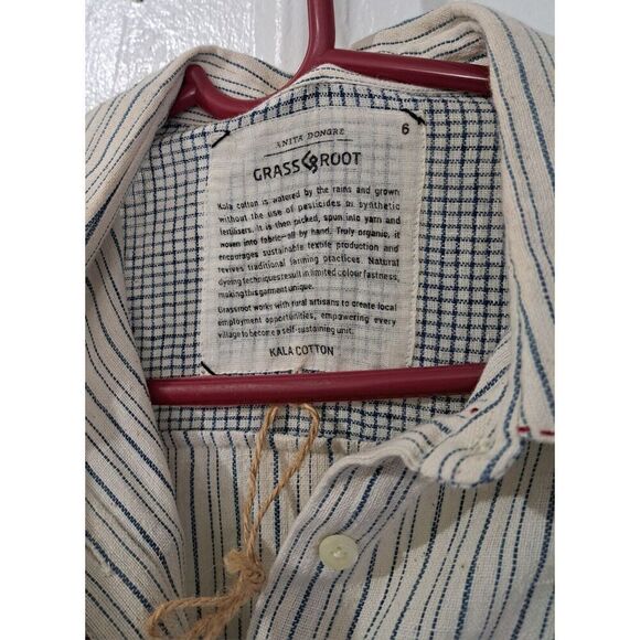 Anita Dongre womens Small ALL NATURAL KALA COTTON Button SHIRT DRESS Beige - Picture 11 of 11